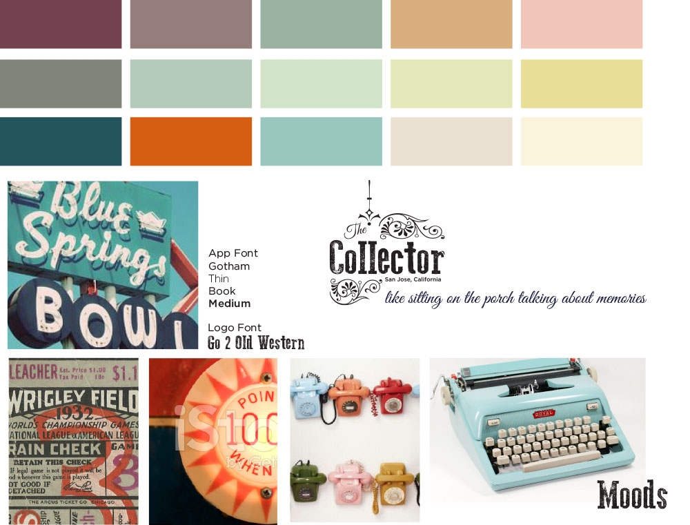 mood board for the Collector App