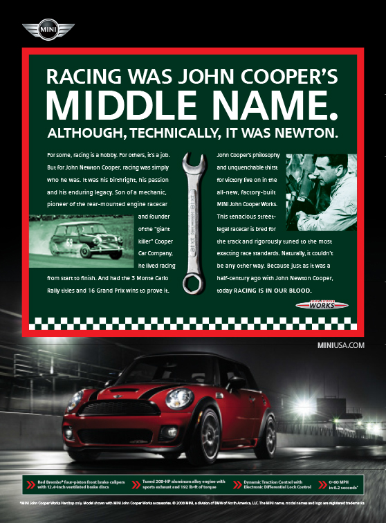 Magazine Ad for Mini Cooper